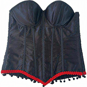 Starline LA Top Womens Medium Corset Satin Back Tie Red Trim Y2k‎ Bustier Ladies